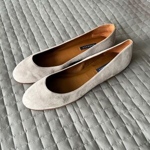 New! Margaux Light Gray Suede Round Toe Flats